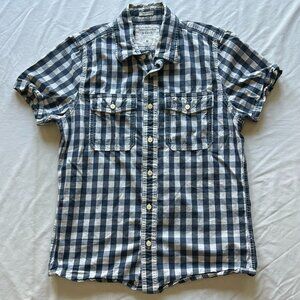 Abercrombie & Fitch Vintage Blue Plaid Muscle Fit Short Sleeve Button-Up Shirt